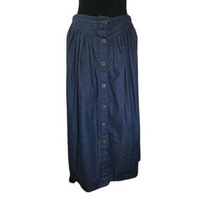 Women's Vintage Block Island High Rise Denim Skirt Button Down Pleated USA 11/12